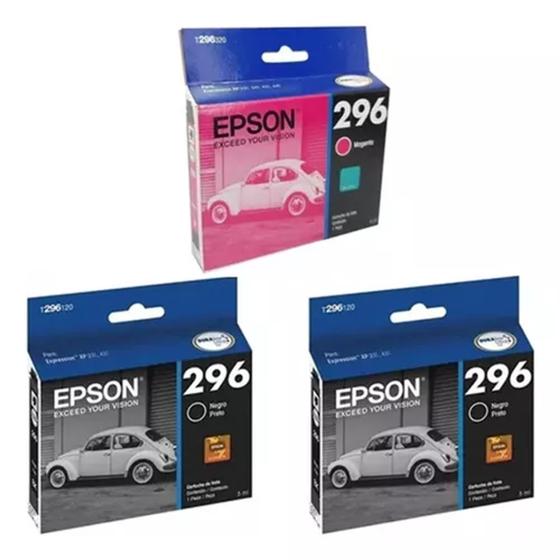 Imagem de Kit 03 Cartuchos Tinta Original Epson T296 Xp231 Xp241 Xp431