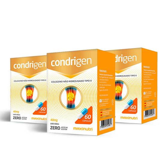 Imagem de Kit 03 Condrigen Colágeno Tipo II com 60 Capsulas Maxinutri