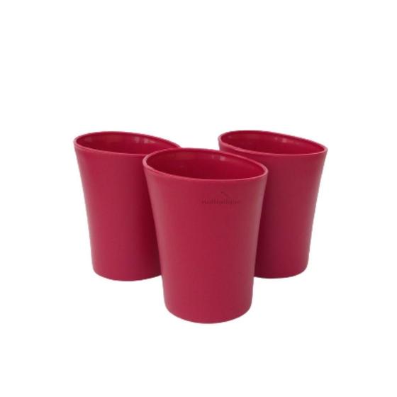 Imagem de Kit 03 Copos Plastico Duro Resistente Bebidas 300Ml Vermelho