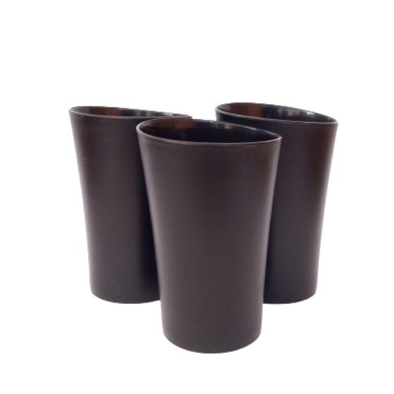 Imagem de Kit 03 Copos Plastico Duro Resistente Bebidas 400Ml Preto