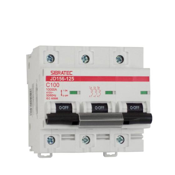 Imagem de Kit 03 disjuntor tripolar din (mini) trifásico 100a
