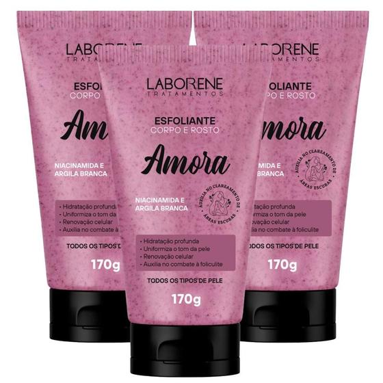 Imagem de Kit 03 Esfoliante Corporal e Facial Amora Laborene 170g