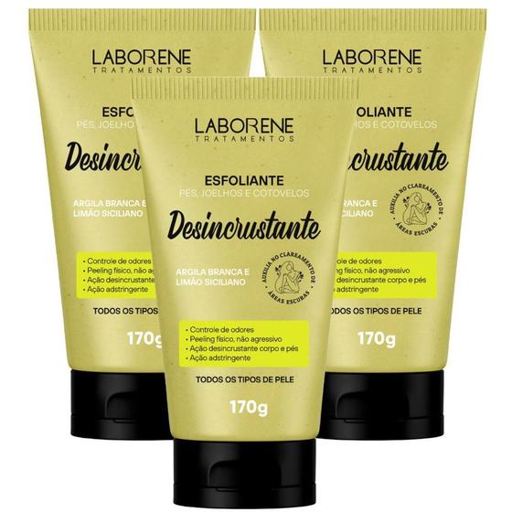 Imagem de Kit 03 Esfoliante Desincrustante Pés Joelhos e Cotovelos Laborene 170g