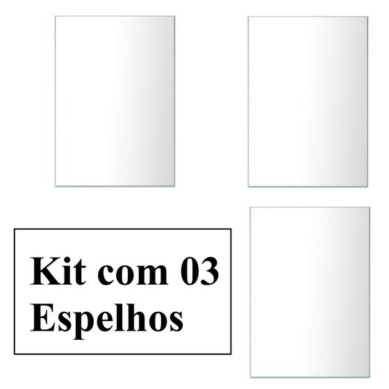 Imagem de Kit 03 Espelhos Retângulo Porta Guarda Roupa, Armário e Parede