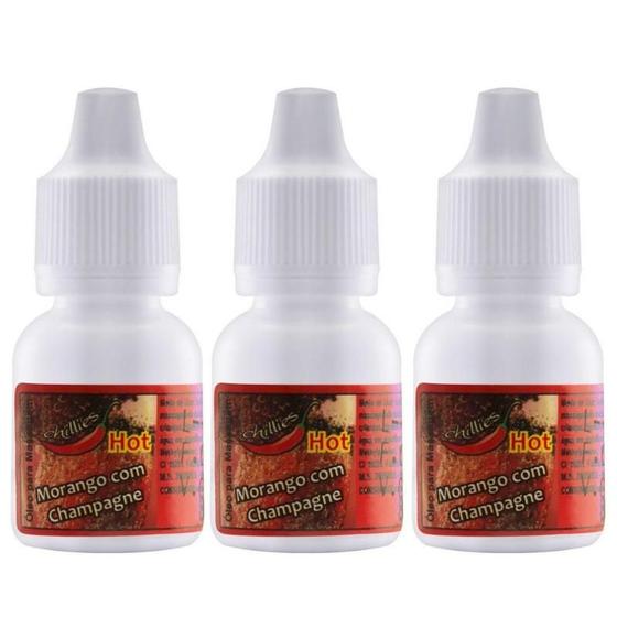 Imagem de Kit 03 Gotas do Prazer Aromática Morango com Champanhe 8ml Chillies - Sexshop