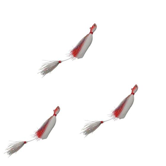 Imagem de Kit 03 Iscas Artificial HERMAN JIG Para Pesca CARIBE 23G VERMELHO/BRANCO