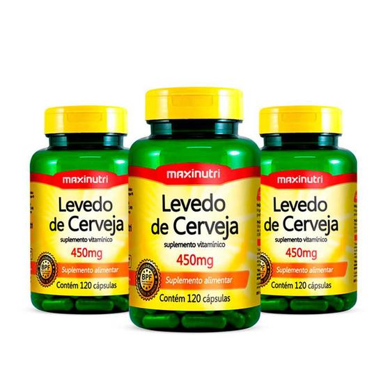 Kit 03 Levedo de Cerveja 450mg 120 Capsulas Loja Maxinutri Menor preço em Kit 03 Levedo de Cerveja 450mg 120 Capsulas Loja Maxinutri
