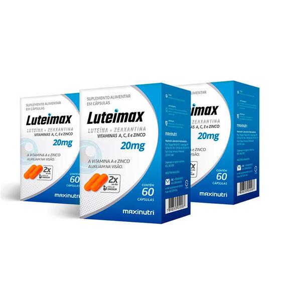 Imagem de Kit 03 Luteimax Luteína e Zeaxantina 20mg 60 Caps Maxinutri1416z3