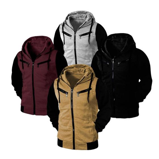 Imagem de Kit 03 Moletom Blusa De Frio Casaco Com Ziper Jaqueta Com Capuz