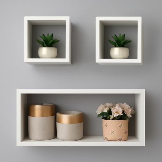 Kit 03 Nichos MDF Decoração Sala Quarto Cozinha Banheiro Escritório - Bali modulares Imagem de Kit 03 Nichos MDF Decoração Sala Quarto Cozinha Banheiro Escritório