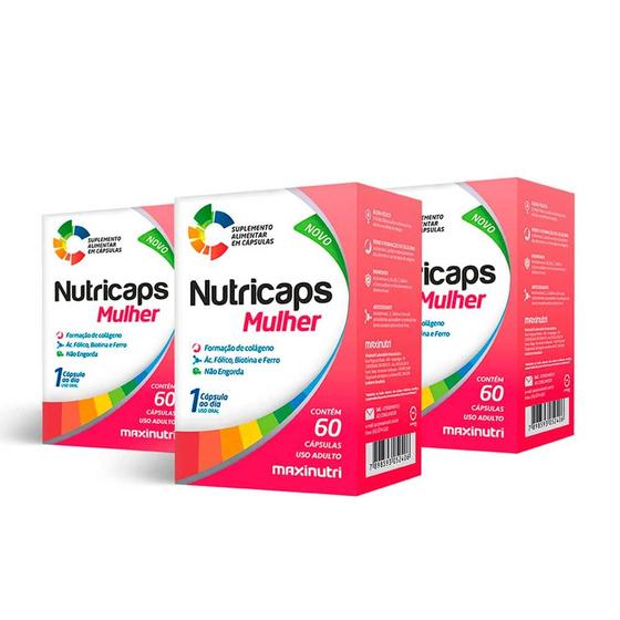 Imagem de Kit 03 Nutricaps Mulher Polivitaminico 60 Capsulas Maxinutri