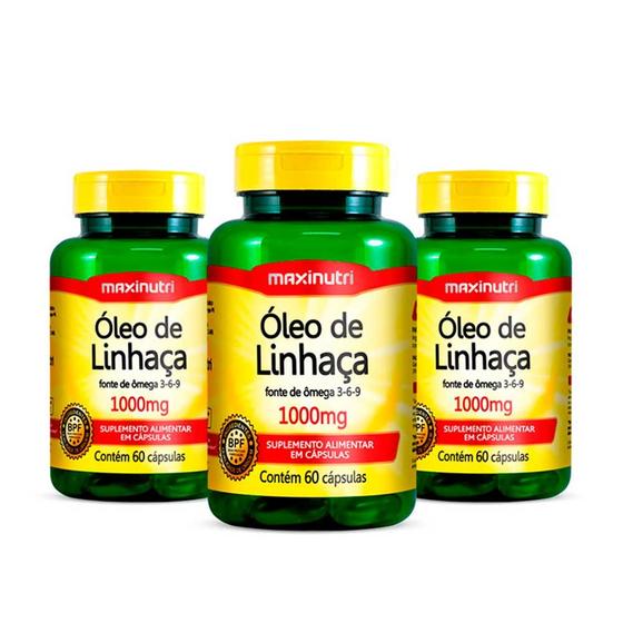 Imagem de Kit 03 Óleo De Linhaça 60 Capsulas 1000Mg Maxinutri