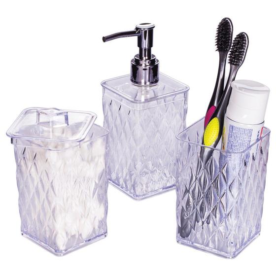 Imagem de Kit 03 Pçs Organizador de Banheiro Glamour Transparente 014666 Plasútil