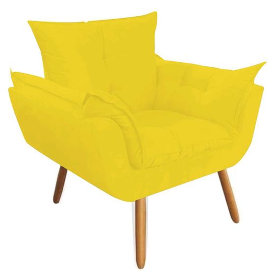 Imagem de Kit 03 Poltrona Cadeira Decorativa  Opala Sala de Estar Recepção Consultório Escritório Suede Amarelo - KDAcanto Móveis