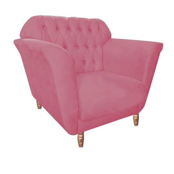 Imagem de Kit 03 Poltrona Cadeira Decorativa  Ster com Capitone  Sala de Estar Recepção Escritório material sintético Rosa Bebê - KDAcanto Móveis