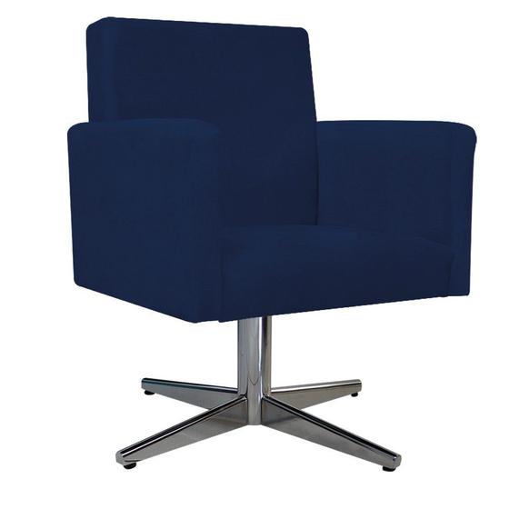 Imagem de kit 03 Poltronas Beatriz Base Giratória de Metal Suede Azul Marinho - KDAcanto Móveis