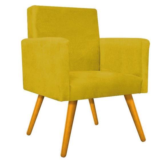 Imagem de kit 03 Poltronas Decorativas Arenzza Palito Mel Suede Amarelo - KDAcanto Móveis