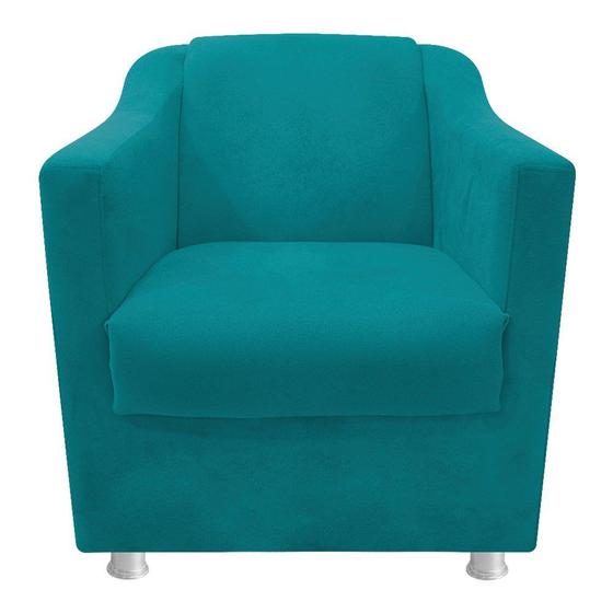 Imagem de kit 03 Poltronas Decorativas Babel Sala de Estar Recepção Suede Azul Turquesa - KDAcanto Móveis