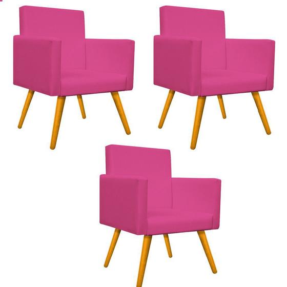 Imagem de kit 03 Poltronas Decorativas Beatriz Palito Mel Corano Pink