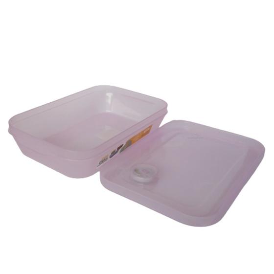 Imagem de Kit 03 Pote Plastico Gull Válvula Translucido 600ml Rosa