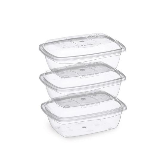 Imagem de Kit 03 Potes Retangulares Com Tampa 700Ml Rainha