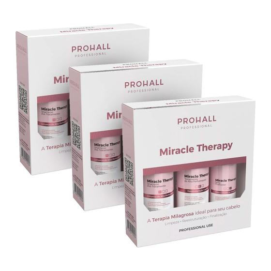 Imagem de Kit 03 Pro Reestruturação Capilar Miracle Therapy Prohall 3 Passos