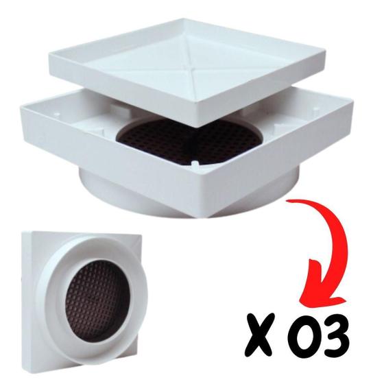 Imagem de Kit 03 Ralo 10X10 Oculto Piso Porcelanato Inteligente Branco