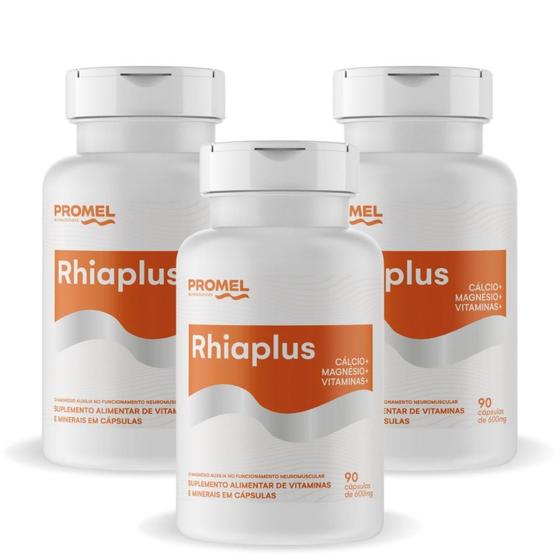 Imagem de kit 03 - Rhiaplus (Cálcio, Magnésio e Vitaminas) 90 Caps 600mg Promel