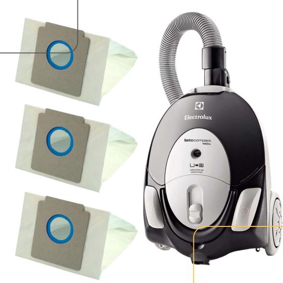 Imagem de Kit 03 Saco Aspirador de Pó Electrolux Descartável Listo Lis11 1400W