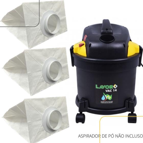 Imagem de Kit 03 Sacos Para Aspirador De Pó Lavor Descartável Lavor Vac 14 Refil Compatível Forte