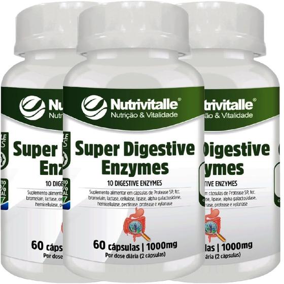 Imagem de Kit 03 super digestive enzymes 1000mg 60caps nutrivitalle