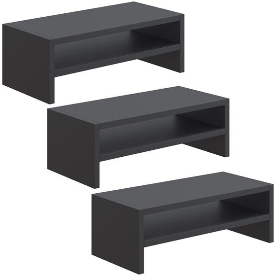 Imagem de Kit 03 Suportes Para Monitor Stand Home Office Lap 63 cm L03 Preto - Lyam