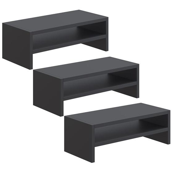 Imagem de Kit 03 Suportes Stand Para Monitores Mesa Escritório Home Office Lap L03 Preto - Lyam Decor