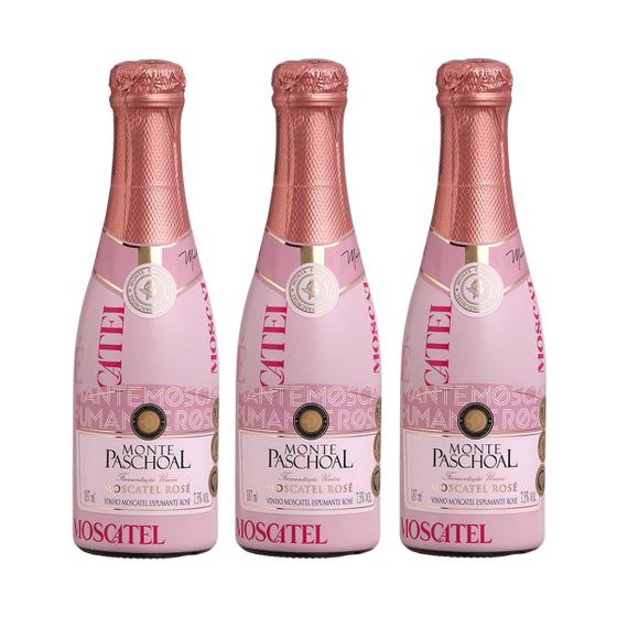 Imagem de Kit 03 Un. Mini Espumante Monte Paschoal Moscatel Rosé 187ml