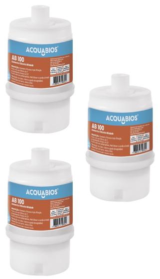 Imagem de KIT 03 UN Refil Blindado AB100 Acquabios Aplicavel Filtros ACQUA POU 5 Rosca de 1/2 Carvão Ativado