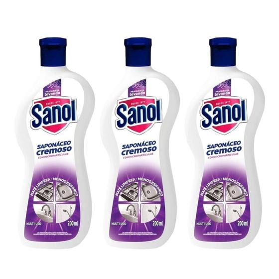 Imagem de Kit 03 Un Saponaceo Cremoso Sanol Lavanda 200ml