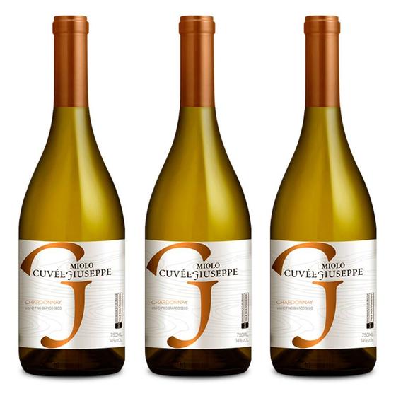 Imagem de Kit 03 Unidades Vinho Miolo Cuvée Giuseppe Chardonnay 750ml