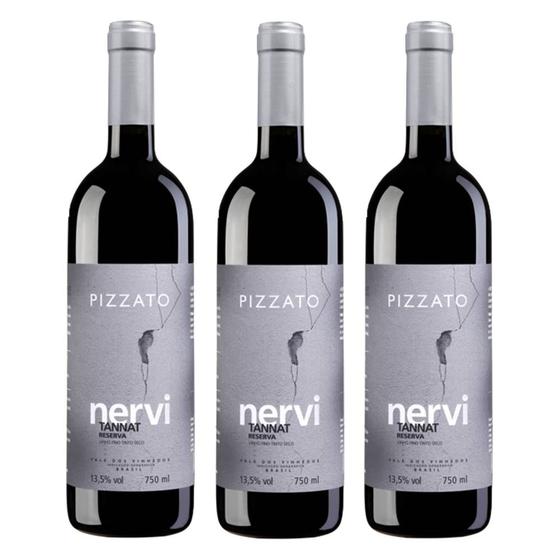 Imagem de Kit 03 Unidades Vinho Pizzato Nervi Reserva Tannat 750ml