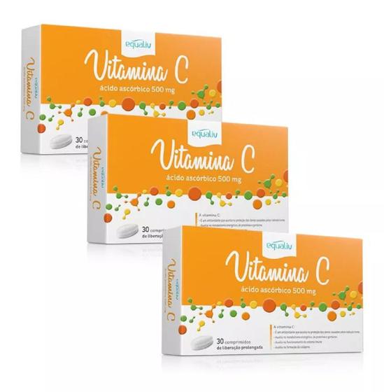 Imagem de Kit 03 Vitamina C Ácido Ascórbico  500Mg 30Cp - Equaliv