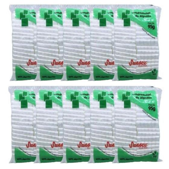 Imagem de Kit 03Pac Quadradinhos Algodão Sussex Macio E Absorvente 95g