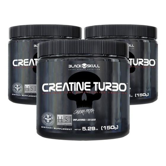 Imagem de Kit 03x Suplemento em pó Black Skull Creatine Turbo creatina em pote de 150g