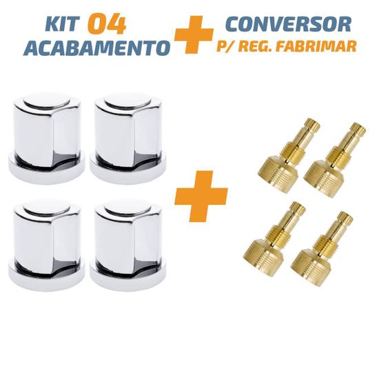 Imagem de Kit 04 Acabamento C50 Cromado 1/2' Ou 3/4 P/ Reg Fabrimar