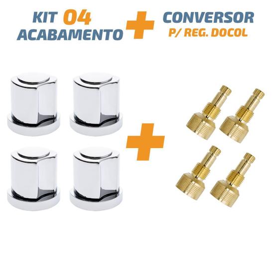 Imagem de Kit 04 Acabamento C50 Cromado 1/2' Ou 3/4 Para Reg Docol