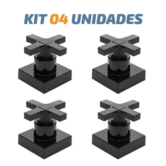 Imagem de Kit 04 Acabamento Cruzeta Preto Registro Pressão Deca