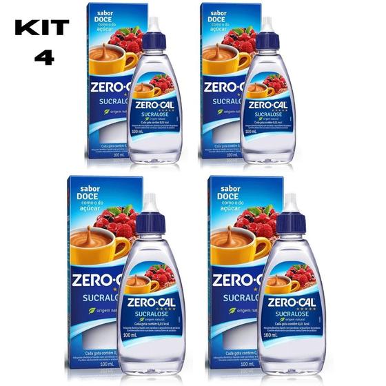 Imagem de Kit 04 Adoçantes Zero Cal Sucralose Líquido 100mL cada