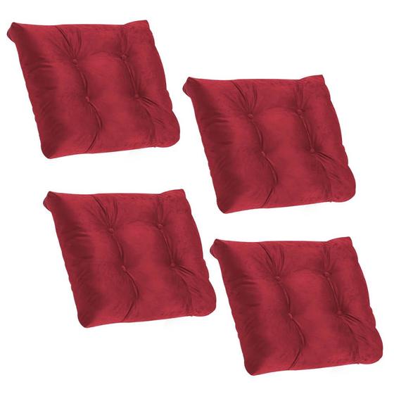 Imagem de Kit 04 Almofada Para Poltrona Costela com Enchimento Suede Vermelho - Ahazzo Móveis