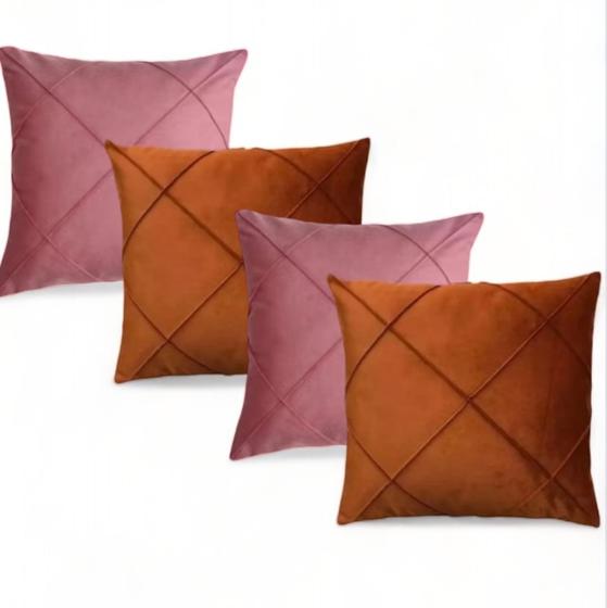 Kit 04 Almofadas Cheias em Suede Drapeada 45x45cm Decorativas Sala Quarto Sofá - JH Enxovais Imagem de Kit 04 Almofadas Cheias em Suede Drapeada 45x45cm Decorativas Sala Quarto Sofá