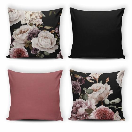 Imagem de Kit 04 Almofadas Decorativas Estampadas Sofá com Refil Silicone