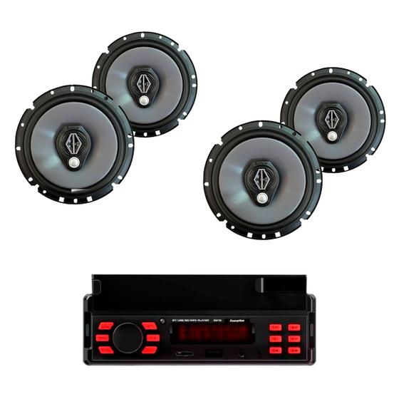 Imagem de Kit 04 Alto-Falantes Triaxial Bomber BBR 6" 120W RMS 4 Ohms + Rádio Automotivo MP3 SD USB