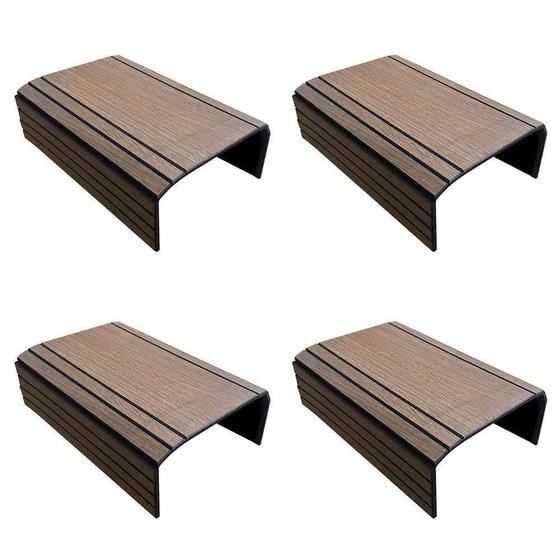 Imagem de Kit 04 Bandejas Esteira Para Braço De Sofá Porta Copo Reto Tabaco - SSX Multicoisas